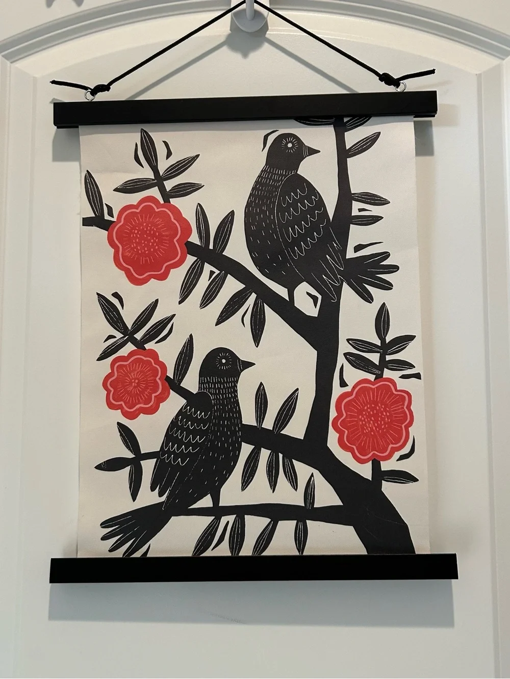 IKEA Wall Hanging Art bird flowers poppy roses nature apartment door dorm decor